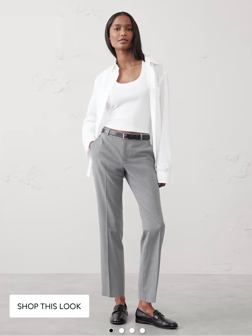 Banana Republic Straight-Leg Twill Ankle Pants in Light Gray